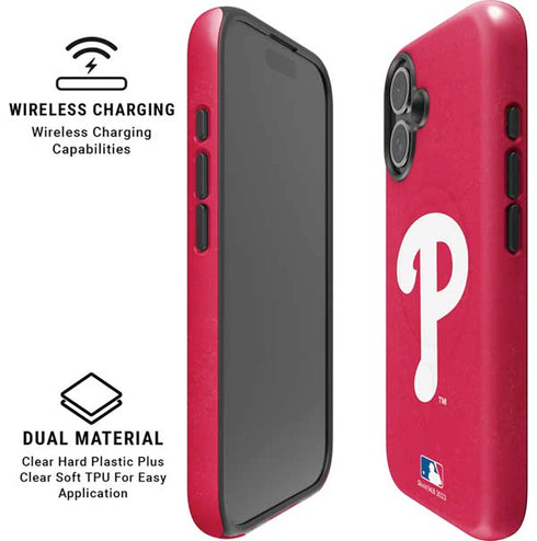 MLB Philadelphia Phillies - Solid Distressed iPhone 16 Plus Magsafe Impact Case